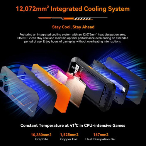  Blackview Oscal Marine 2, 4 Go + 64 Go, écran 6,56 pouces, Android 15, processeur Unisoc UMS9230E T615 Octa Core, réseau : 4G, OTG, NFC (noir) SB932B1209-033